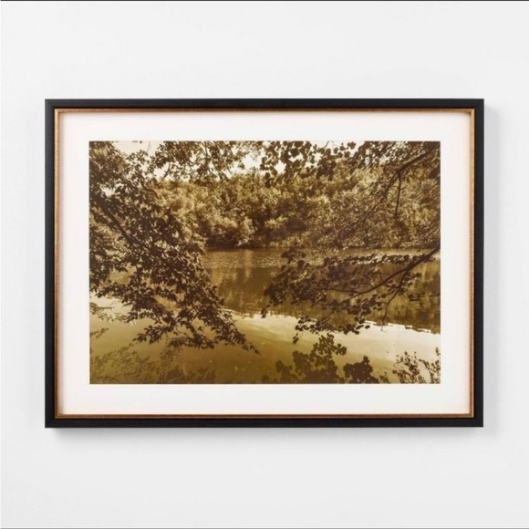 24"x18" Abstract Lake Framed Wall Art - Threshold™ designed with Studio McGee - Picture 1 of 4